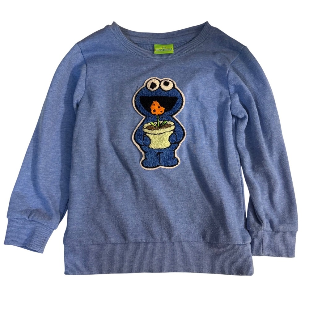 Sesame Street X Box Lunch Cookie Monster Plant Sweatshirt Long Sleeve boy 5T